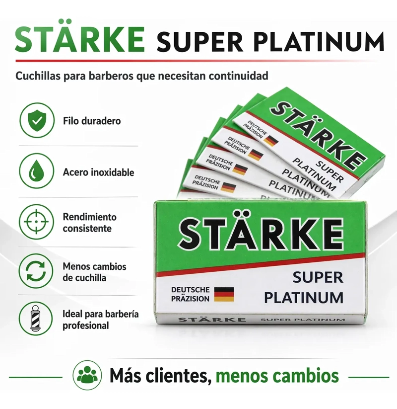 HOJILLAS NAVAJAS CUCHILLAS REPUESTOS BARBER STARKE 100 HOJAS - 4