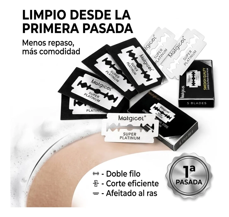 CUCHILLAS AFEITAR DOBLE FILO CORTE LIMPIO ACERO INOXIDABLE - 4