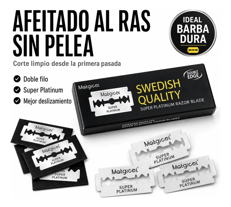 CUCHILLAS AFEITAR DOBLE FILO CORTE LIMPIO ACERO INOXIDABLE - 5