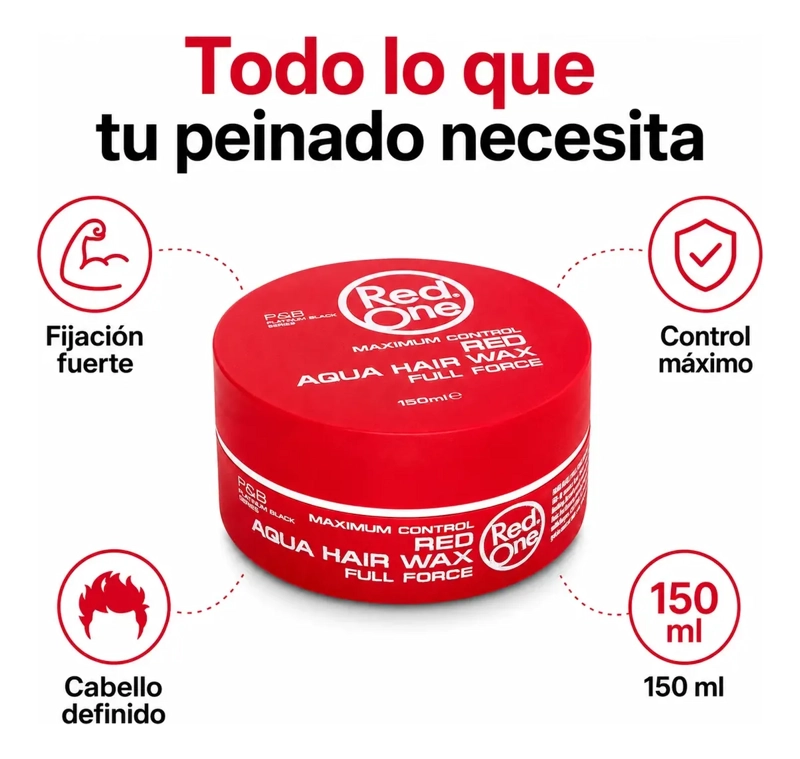 CERA CAPILAR RED ONE FIJACION FUERTE AQUA WAX ROJA 150ML - 3
