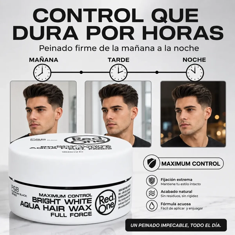 CERA CAPILAR RED ONE BRIGHT WHITE CONTROL FUERTE 150ML - 4