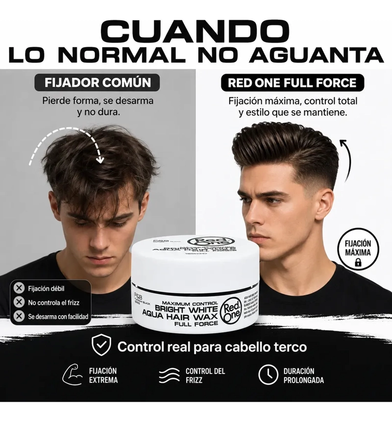 CERA CAPILAR RED ONE BRIGHT WHITE CONTROL FUERTE 150ML - 5