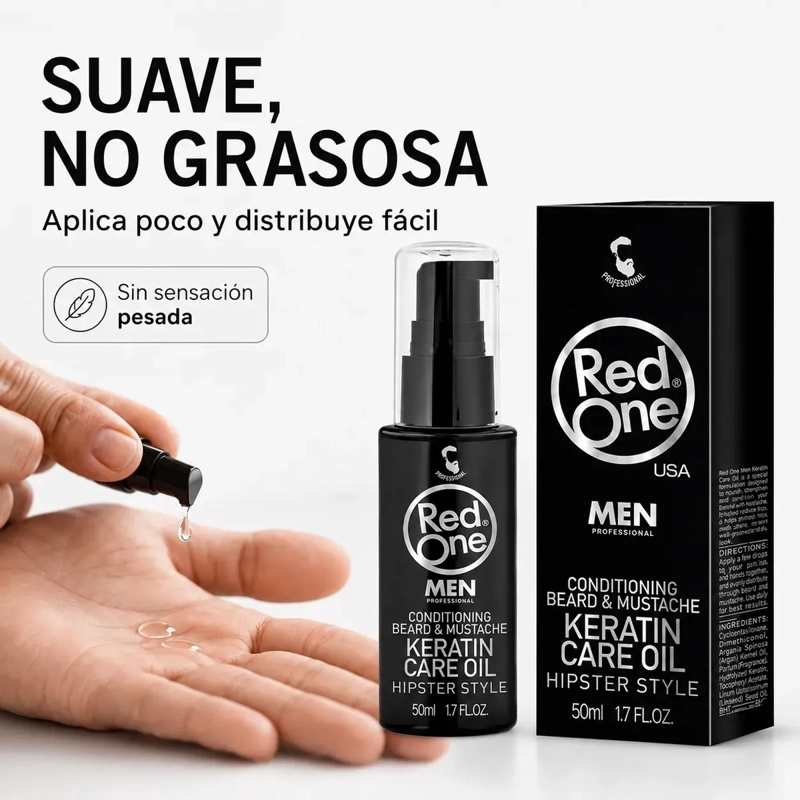 ACEITE PARA BARBA Y BIGOTE HIDRATA BARBA SECA RED ONE 50ML - 3