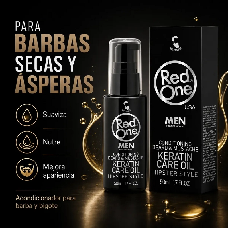 ACEITE PARA BARBA Y BIGOTE HIDRATA BARBA SECA RED ONE 50ML - 4