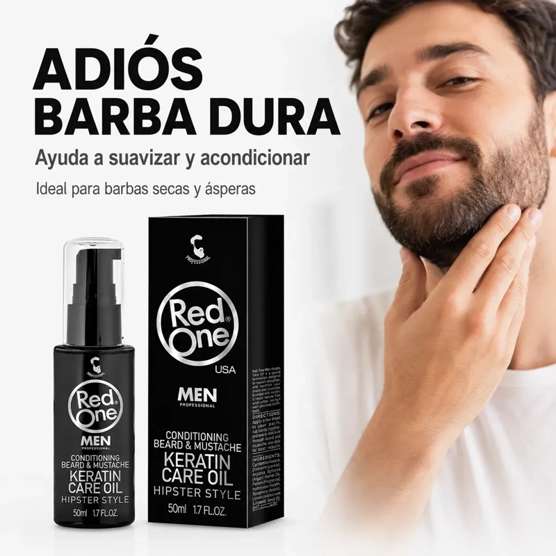 ACEITE PARA BARBA Y BIGOTE HIDRATA BARBA SECA RED ONE 50ML - 5