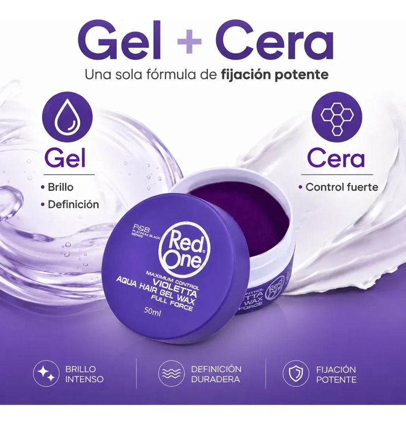 CERA CAPILAR RED ONE LOOK BARBER EXTRA FUERTE VIOLETTA 150ML - 4
