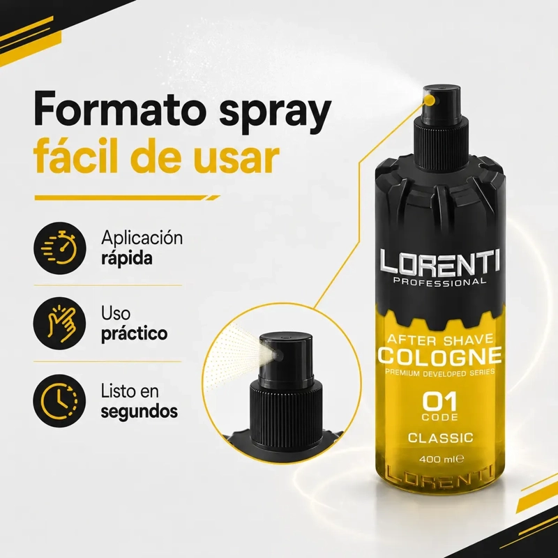 AFTER SHAVE SPRAY HOMBRE BARBA FRESCA LORENTI COLONIA 400 ML - 5