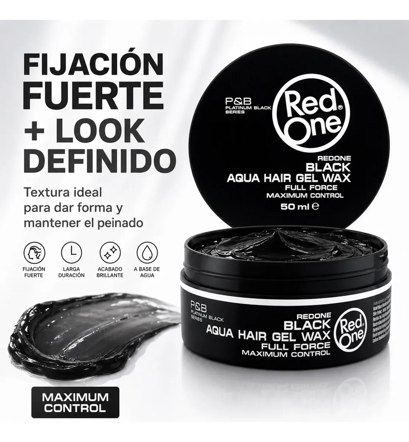 CERA GEL PARA CABELLO FULL FORCE CONTROL RED ONE BLACK150ML - 2