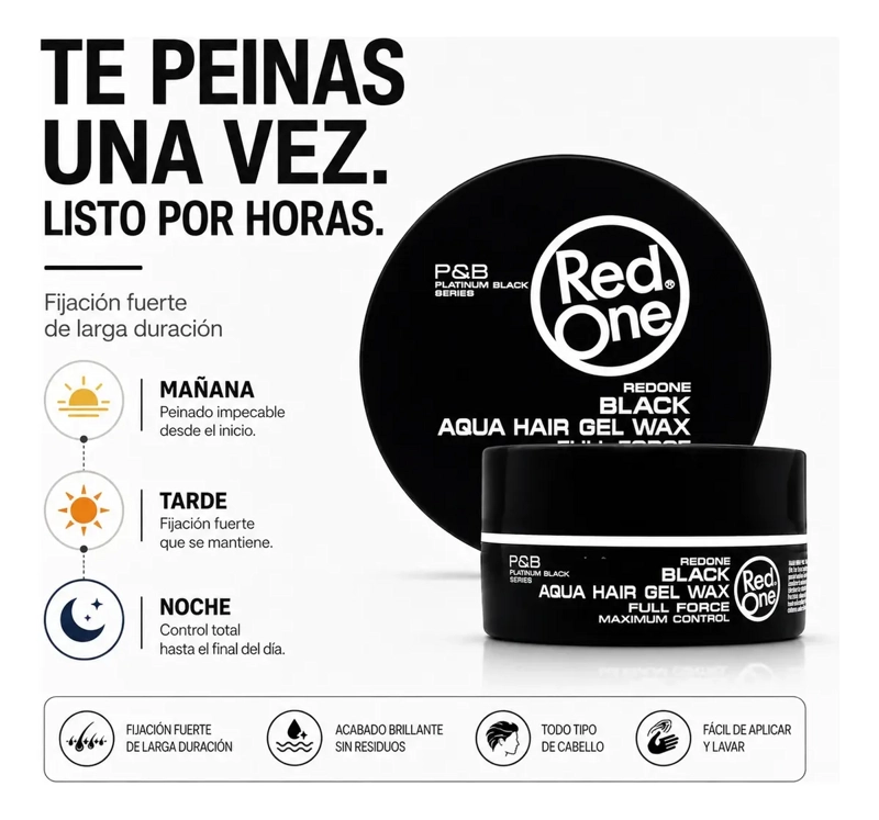 CERA GEL PARA CABELLO FULL FORCE CONTROL RED ONE BLACK150ML - 3