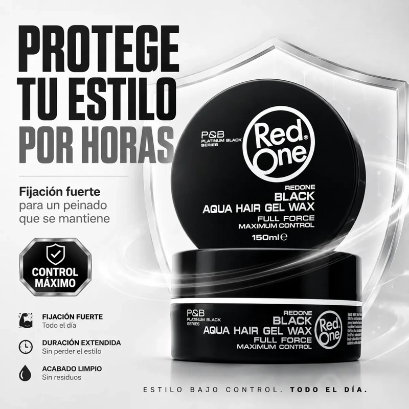 CERA GEL PARA CABELLO FULL FORCE CONTROL RED ONE BLACK150ML - 4