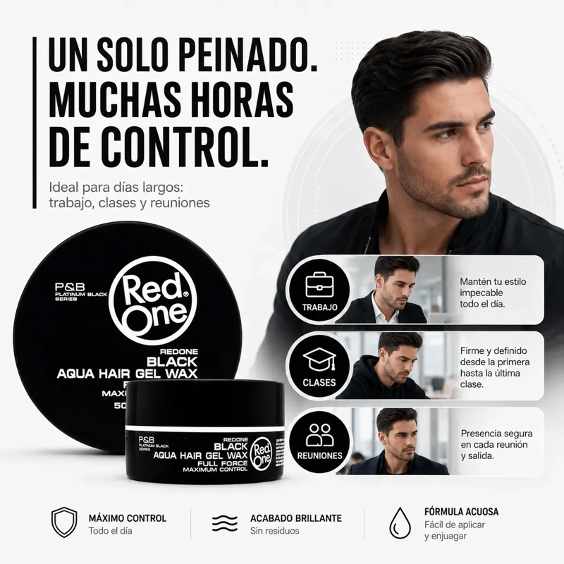 CERA GEL PARA CABELLO FULL FORCE CONTROL RED ONE BLACK150ML - 5