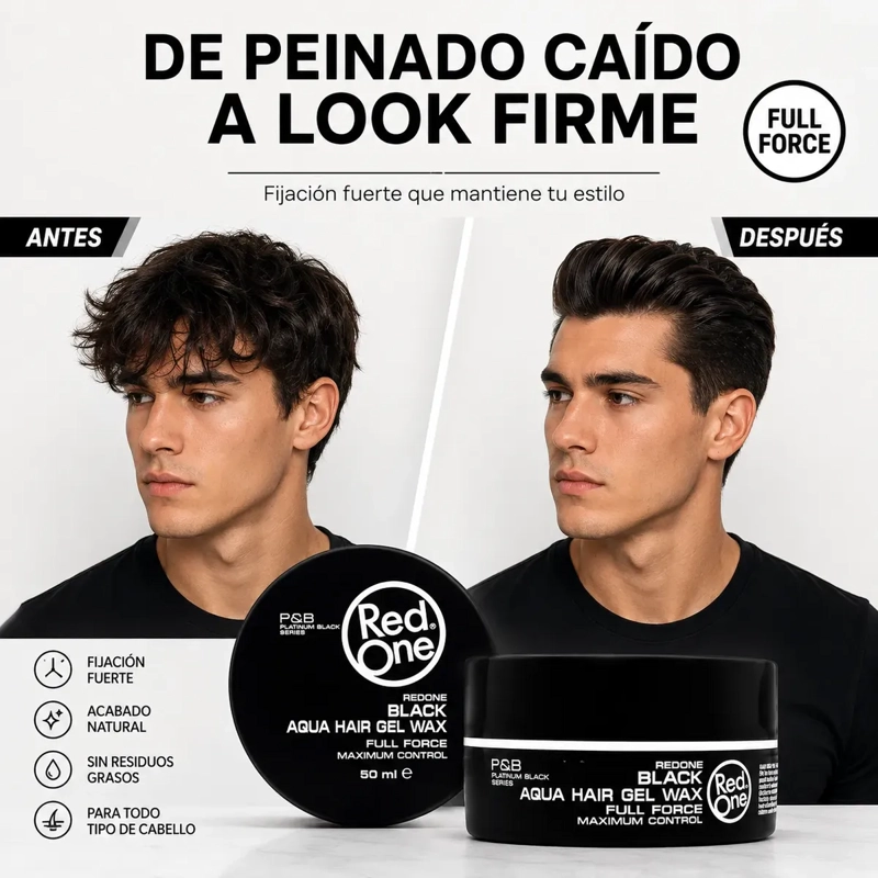 CERA GEL PARA CABELLO FULL FORCE CONTROL RED ONE BLACK150ML - 6