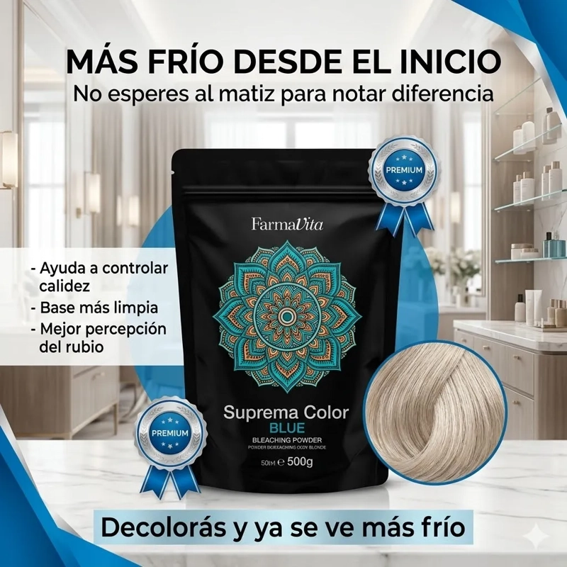 DECOLORANTE EN POLVO FARMAVITA BLUE RUBIO LIMPIO 500G - 2