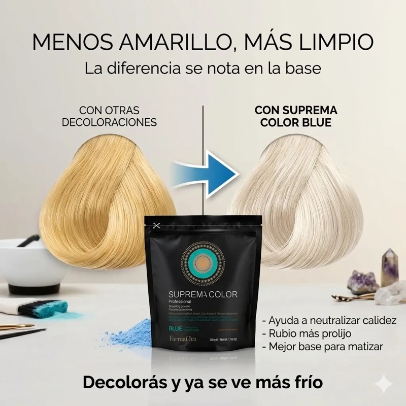 DECOLORANTE EN POLVO FARMAVITA BLUE RUBIO LIMPIO 500G - 4
