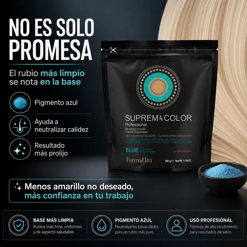 DECOLORANTE EN POLVO FARMAVITA BLUE RUBIO LIMPIO 500G - 5