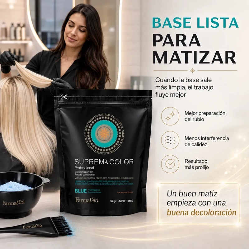 DECOLORANTE EN POLVO FARMAVITA BLUE RUBIO LIMPIO 500G - 6