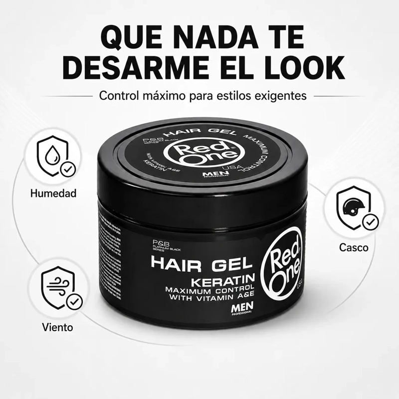 GEL FIJADOR HOMBRE PEINADO DEFINIDO KERATIN 450 ML - 1