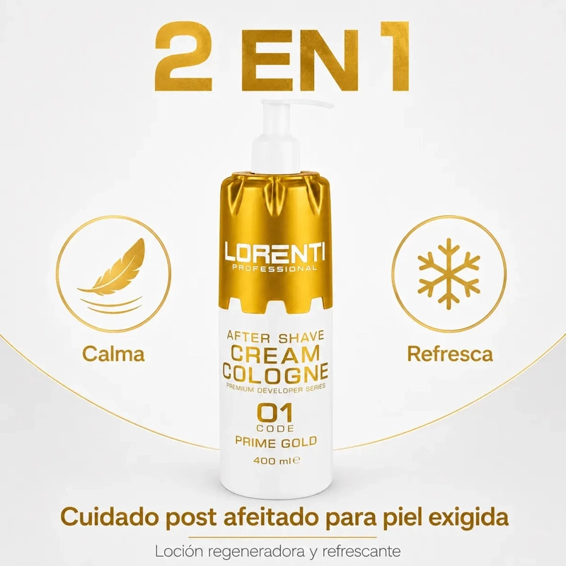 AFTER SHAVE CREMA COLONIA LORENTI PRIME GOLD CODE 01- 400 ML - 2