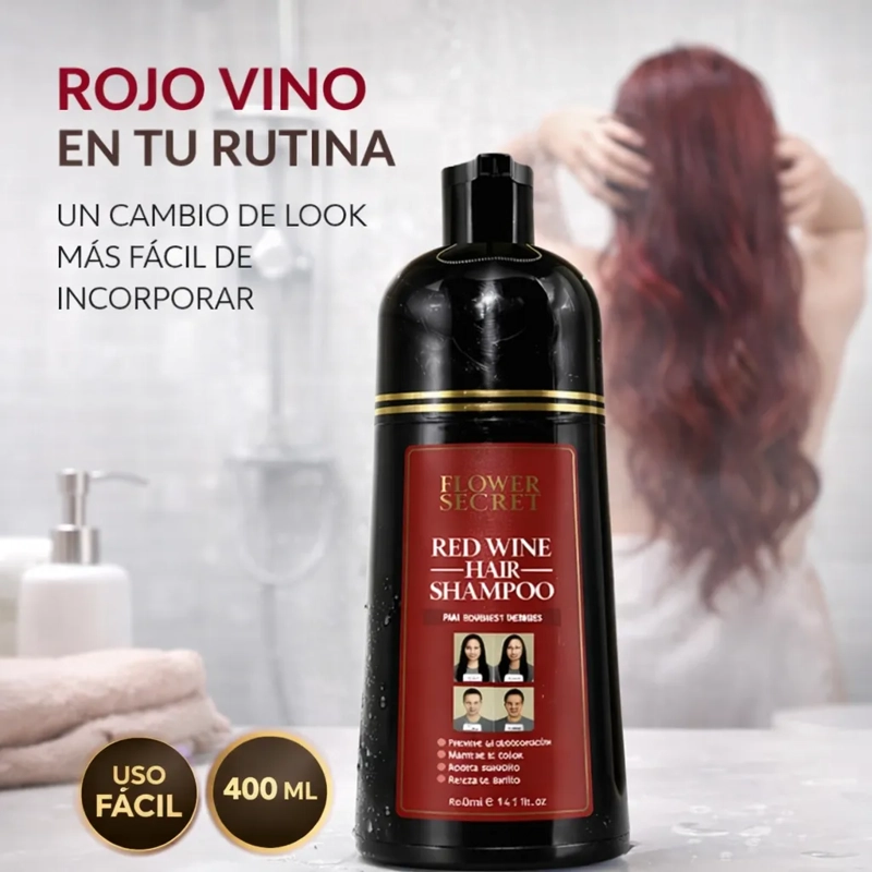 SHAMPOO CUBRE CANAS ROJO FLOWER SECRET COLOR INTENSO 400 ML - 3