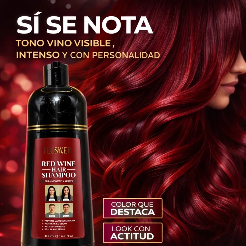 SHAMPOO CUBRE CANAS ROJO FLOWER SECRET COLOR INTENSO 400 ML - 5