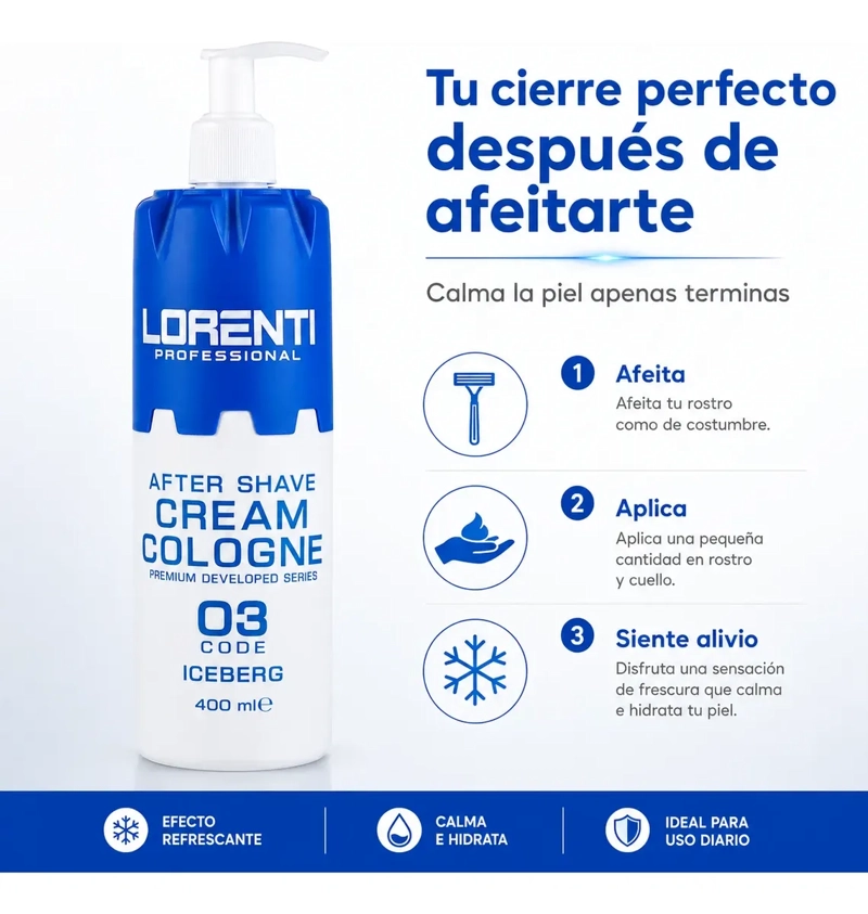 AFTER SHAVE LORENTI PROFESIONAL CREMA COLONIA ICEBERG 400 ML - 2