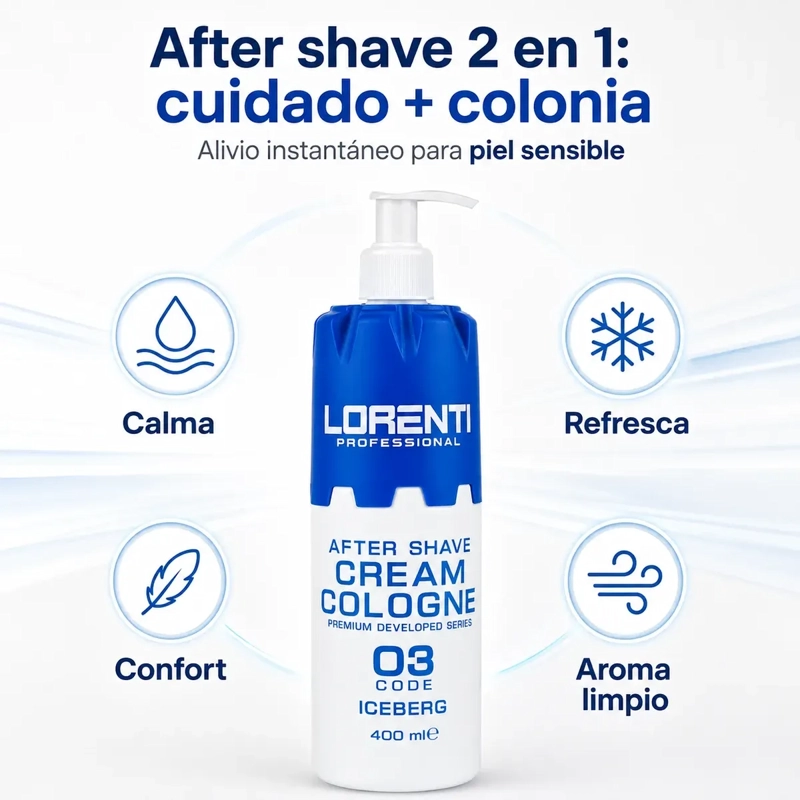 AFTER SHAVE LORENTI PROFESIONAL CREMA COLONIA ICEBERG 400 ML - 3