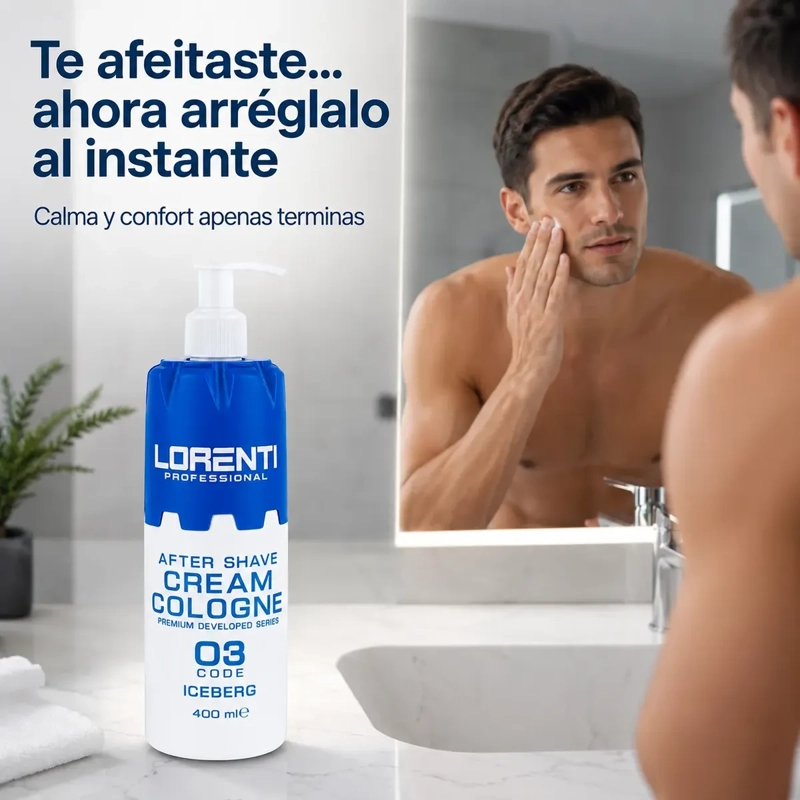 AFTER SHAVE LORENTI PROFESIONAL CREMA COLONIA ICEBERG 400 ML - 4