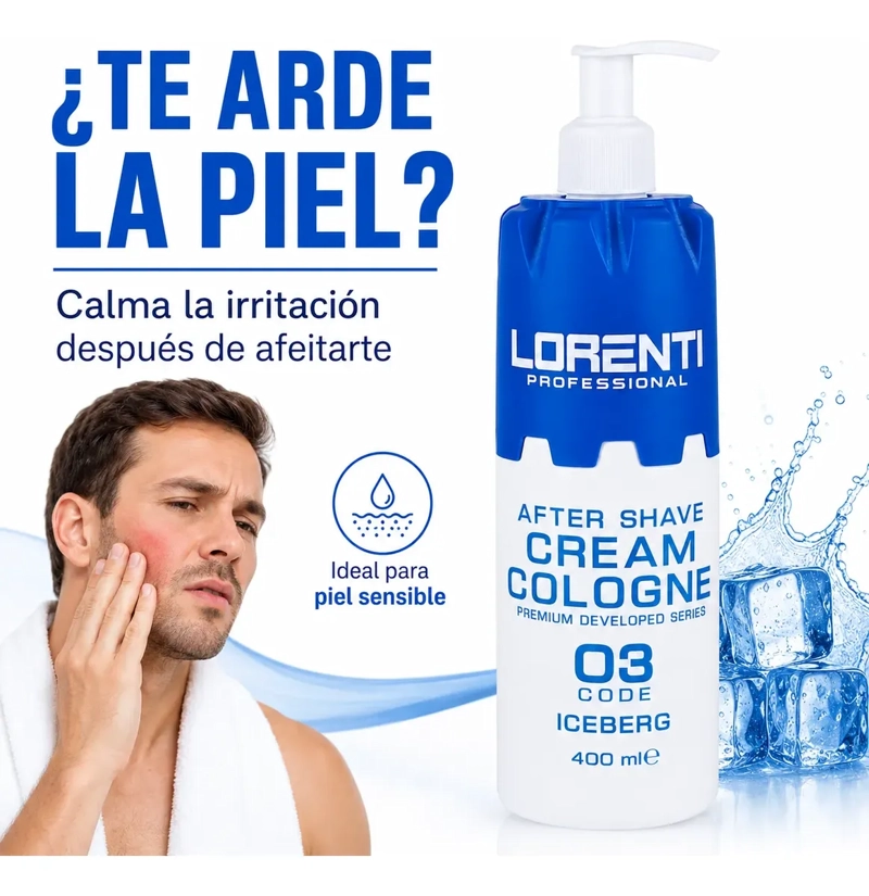 AFTER SHAVE LORENTI PROFESIONAL CREMA COLONIA ICEBERG 400 ML - 5