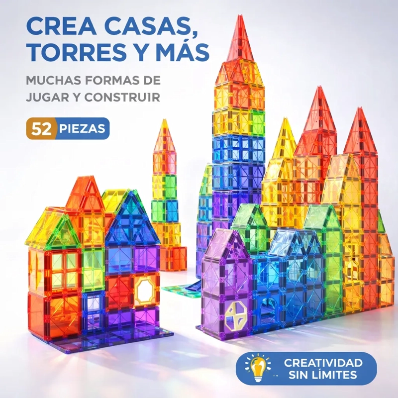 BLOQUES MAGNE TICOS INFANTILES PARA APRENDER JUGANDO 52 PZAS - 1