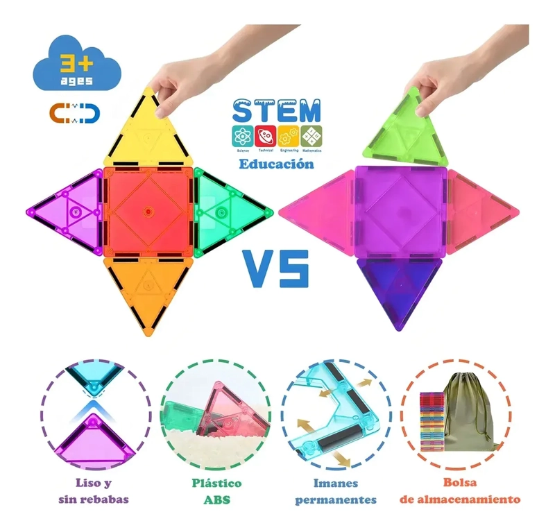 BLOQUES MAGNE TICOS INFANTILES PARA APRENDER JUGANDO 52 PZAS - 2
