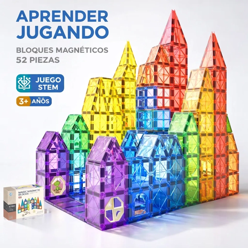 BLOQUES MAGNE TICOS INFANTILES PARA APRENDER JUGANDO 52 PZAS - 4