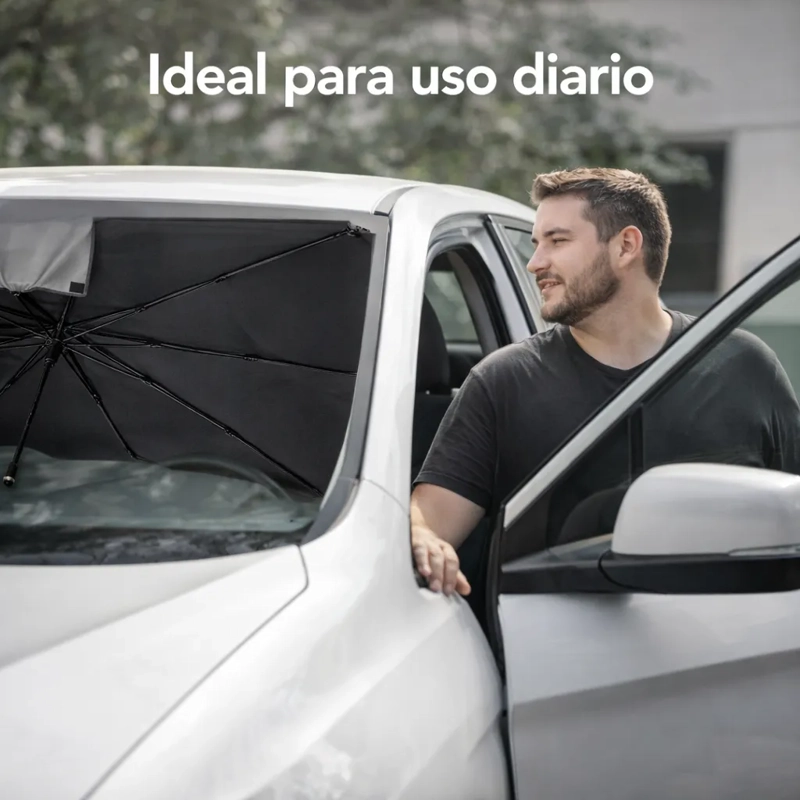 TAPA SOL AUTO TIPO SOMBRILLA CUBRE PARABRISA PLEGABLE S - 2