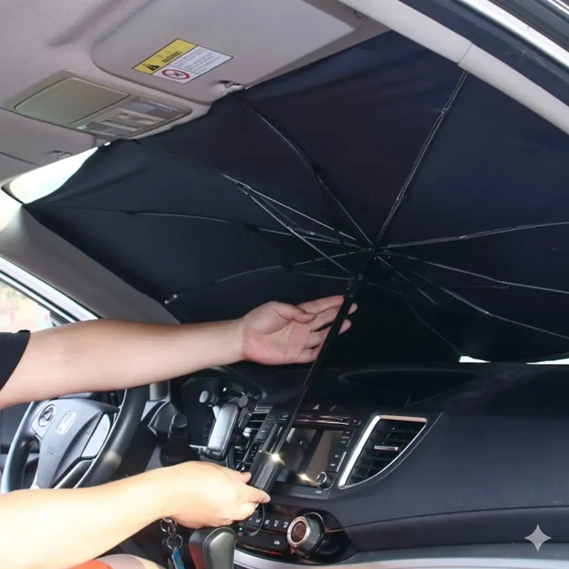 TAPA SOL AUTO TIPO SOMBRILLA CUBRE PARABRISA PLEGABLE S - 5