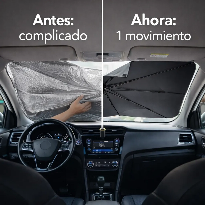 TAPA SOL AUTO TIPO SOMBRILLA CUBRE PARABRISA PLEGABLE S - 6