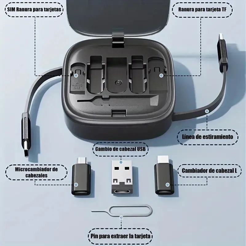 KIT CABLE USB TIPO C 60W CARGA DATOS RAPIDA ADAPTADORES - 4