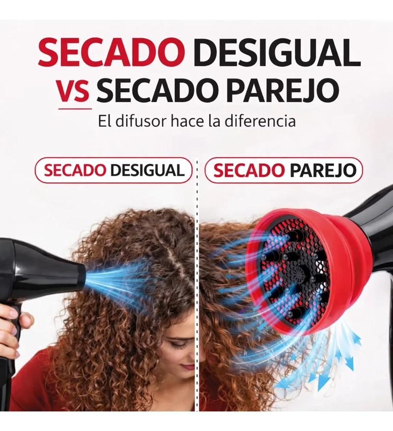 DIFUSOR DE SECADOR SILICONA PLEGABLE UNIVERSAL NEGRO FUCSIA - 4