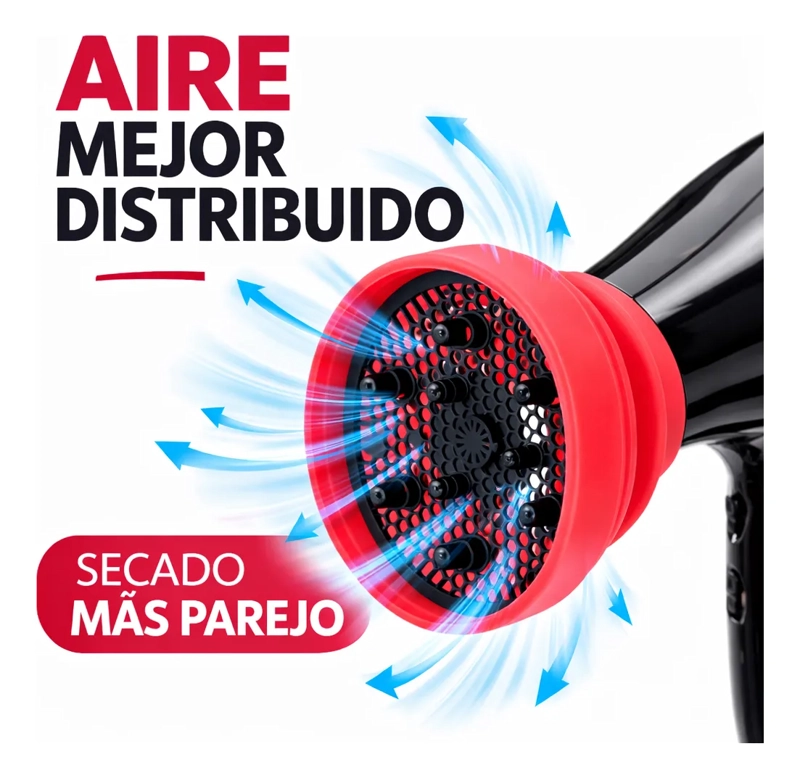 DIFUSOR DE SECADOR SILICONA PLEGABLE UNIVERSAL NEGRO FUCSIA - 5