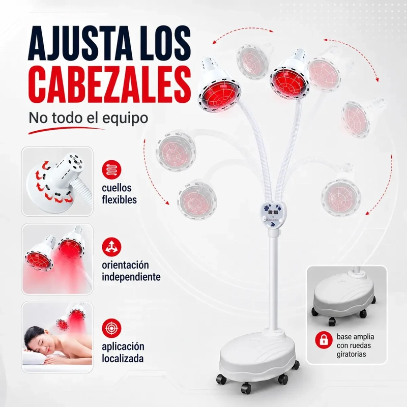 LAMPARA INFRARROJA 275W CALOR LOCALIZADO DOBLE CABEZAL RUEDA - 2