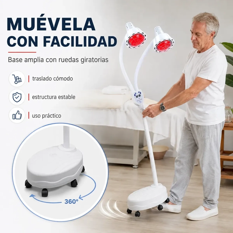LAMPARA INFRARROJA 275W CALOR LOCALIZADO DOBLE CABEZAL RUEDA - 5