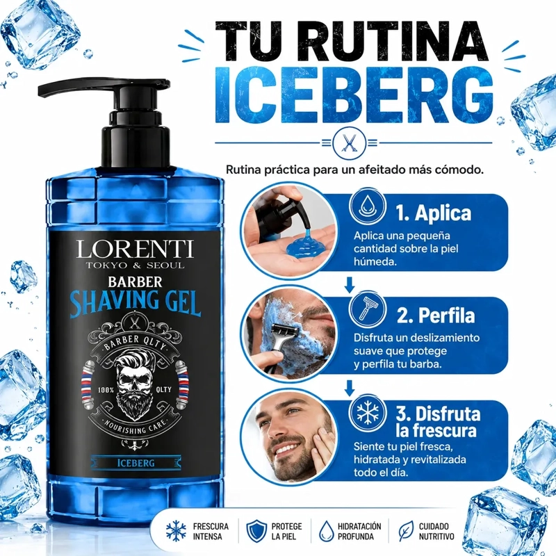 SHAVING GEL LORENTI DESLIZAMIENTO SUAVE ICEBERG 1000 ML - 3