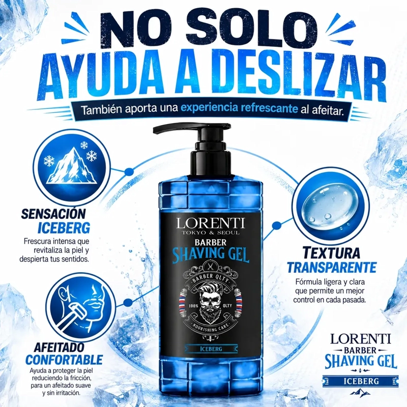 SHAVING GEL LORENTI DESLIZAMIENTO SUAVE ICEBERG 1000 ML - 4