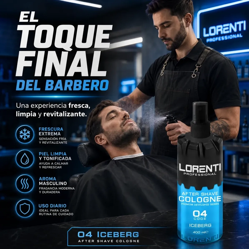 AFTER SHAVE REFRESCANTE LORENTI ICEBERG 04 PROFESIONAL 400ML - 3
