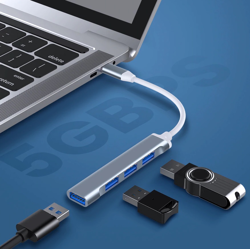 HUB ADAPTADOR EXTENSION USB TYPE TIPO C A 4 PUERTOS USB 3.0 - 3