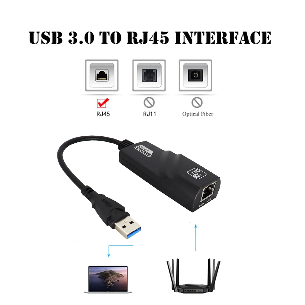 ADAPTADOR USB 3.0 A ETHERNET RJ45 LAN GIGABIT 10/100/1000 MB - 4