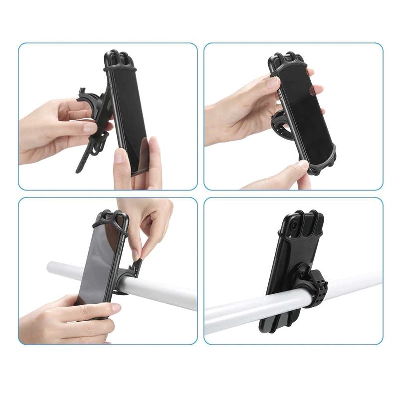SOPORTE PORTA CELULAR PARA BICICLETA Y SILICONA GIRATORIO 360 - 3
