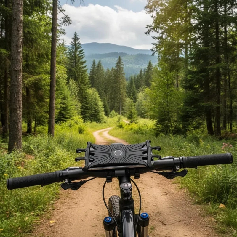 SOPORTE PORTA CELULAR PARA BICICLETA Y SILICONA GIRATORIO 360 - 6