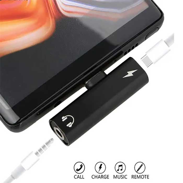 ADAPTADOR USB C A AUDIO JACK 3.5MM Y CARGA USB C - 3