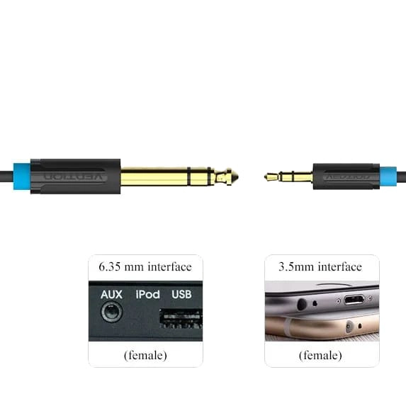 CABLE AUDIO JACK 3,5MM A JACK 6,35MM - 5