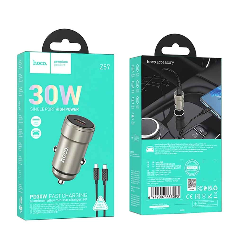 CARGADOR AUTO USB TIPO C HOCO Z57 30W - 3