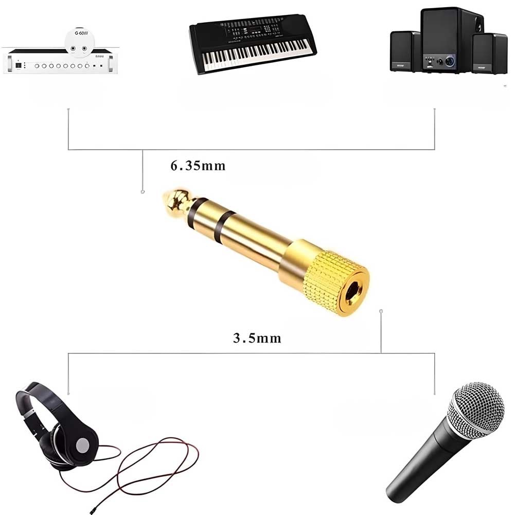 ADAPTADOR JACK 3.5MM HEMBRA A JACK 6.35MM MACHO - 2